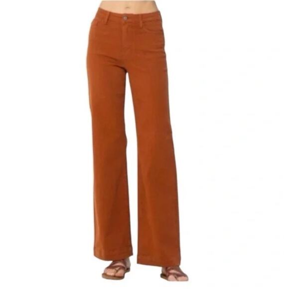 Judy Blue Women's Garment Dyed Terracotta Wide Leg Jeans Orange-Brown Size 13/31 - Picture 1 of 12